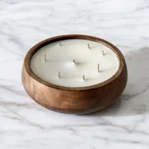 Handcrafted Mango Wood 6-Wick Soy Wax Candle
