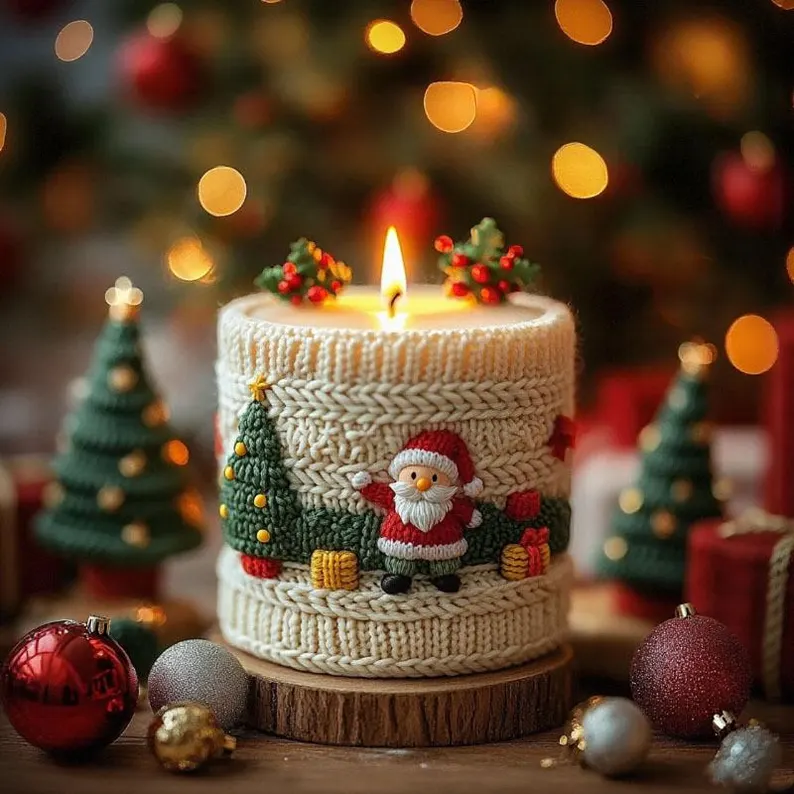 Knitted Christmas Decorative Candle