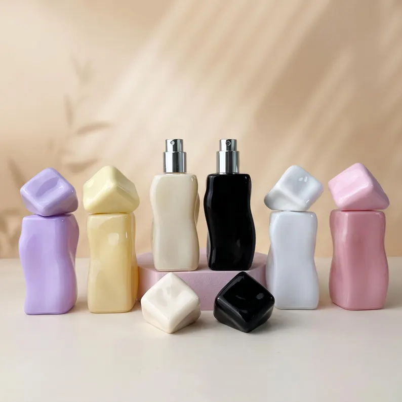 Pastel Perfume Spray Bottle with Decorative Square Cap