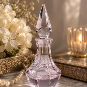 Pink Lead Crystal Perfume Bottle with Stopper