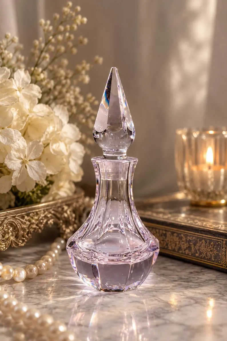 Pink Lead Crystal Perfume Bottle with Stopper